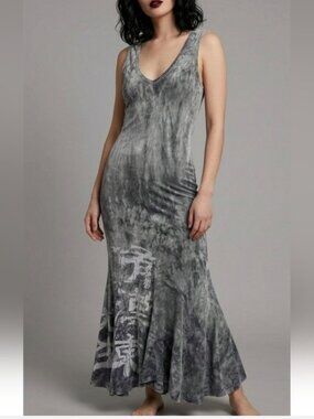Rare Y2K The People Of The Labyrinths Velvet sleeveless maxi dress Size Small